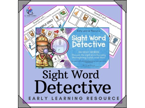 Sight Word Detective - 100 words - Beginning Sounds, Phonics, Letter Recognition