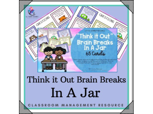 Think it Out Brain Break Cards In A Jar - 65  Cards - Preschool Kindergarten