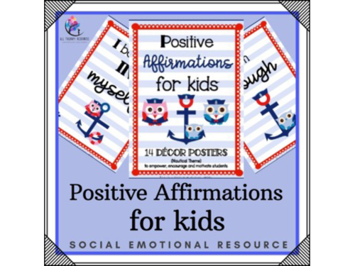 Positive Affirmations for Kids Classroom Decor  - Nautical Theme Bulletin Board