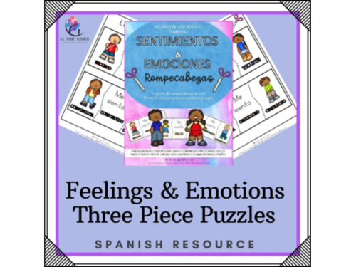 SPANISH VERSION Feelings & Emotions - Three Piece Puzzles - Early Learning SPED