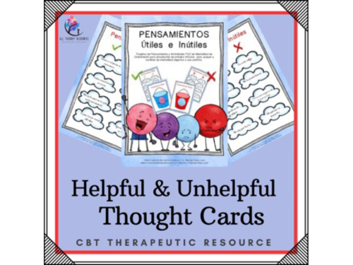 SPANISH VERSION - CBT Growth Mindset Thought Cards & Activity -Helpful/Unhelpful