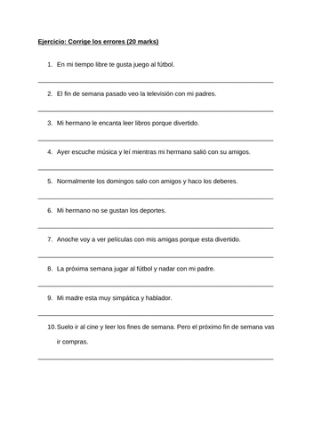 Spanish Grammar Assessments