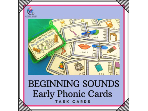 Beginning Sounds Early Phonic Sounds Peg It Task Cards  - Preschool Kindergarten