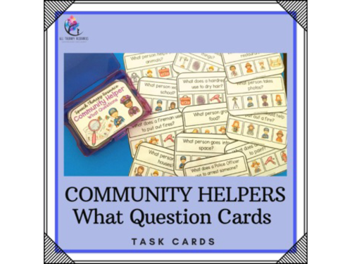 Community Helper What Questions Task Cards - Speech Therapy Literacy Preschool