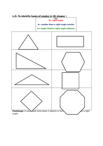 Angles in Shapes- Key Stage 2- Geometry