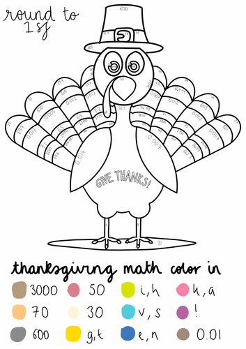Thanksgiving Round to 1 Significant Figure Coloring In Sheet