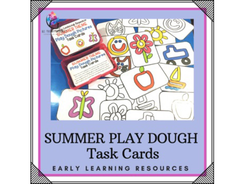 SUMMERTIME PLAY DOUGH Task Cards - Early Literacy Fine Motor SPED