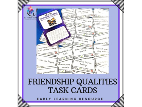 Helpful vs Unhelpful Friendship Qualities Task Cards - Social Skills