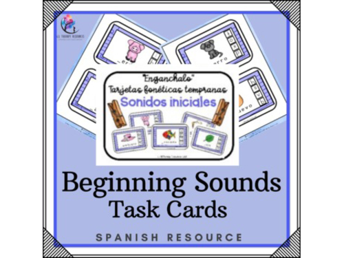 SPANISH VERSION - Beginning Sounds Early Phonic Sounds Peg It Task Cards
