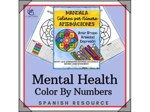 SPANISH VERSION - Mental Health Mandala Color by Numbers