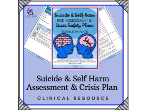 EDITABLE Suicide & Self Harm Risk Assessment and Crisis Safety Pans Templates