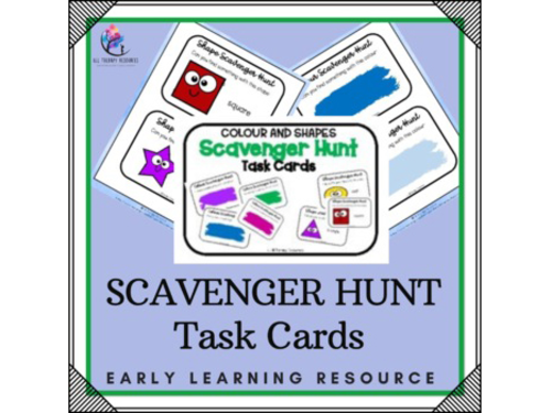 SCAVENGER HUNT Task Cards Colours and Shapes