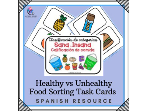 SPANISH VERSION Healthy & Unhealthy Food Category Sorting Task Cards - Health