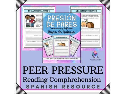SPANISH VERSION - PEER PRESSURE Reading Comprehension & Questions I Worksheets