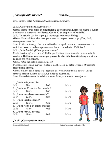 Regular -AR Verbs in the Preterite Tense Spanish Reading: ¿Cómo pasaste anoche?