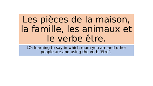 les pieces de la maison, la famille et le verbe etre (je, tu, 3rd pronoun)