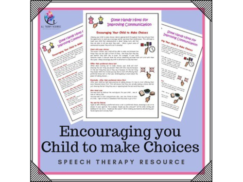 Encouraging Your Child to make Choices - Speech Therapy Handout