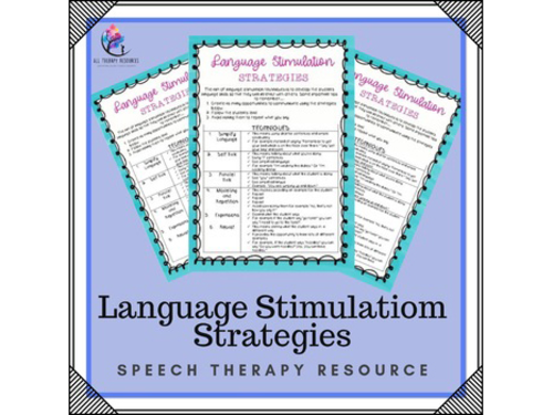 Speech Therapy Resource - Language Stimulation  Activities (special needs)