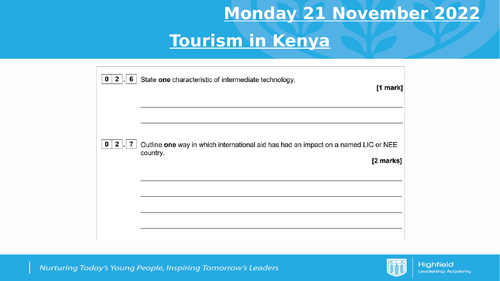 AQA CEW Tourism in Kenya (Lesson 12)