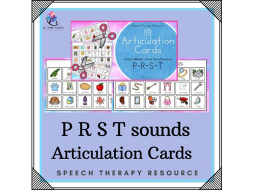 118 ARTICULATION CARDS (P R S T sounds with Visual Cues) Speech Therapy