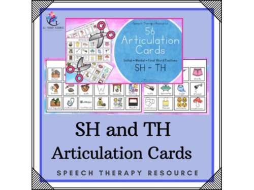 56 ARTICULATION CARDS (SH - TH sounds with Visual Cues) Speech Therapy