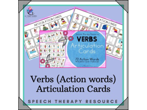 72 ARTICULATION CARDS (Verbs Action Words) Speech Therapy