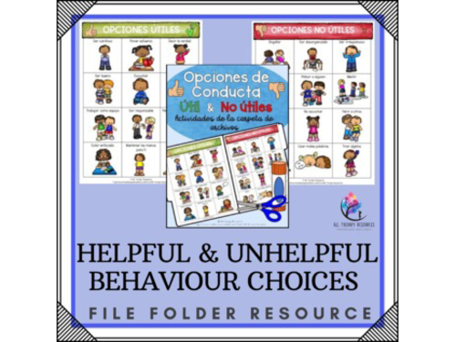 SPANISH VERSION - Helpful & Unhelpful Behaviour Choices - File Folder Activities