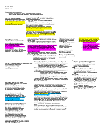 A* Line by Line Analysis of A-Level poem Please Hold