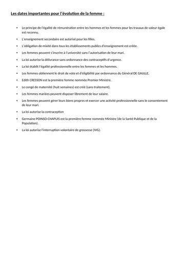 L'évolution de la condition des femmes