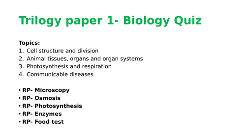 AQA GCSE Trilogy Biology- Paper 1