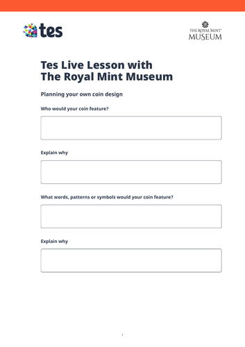 Tes Live Lesson with The Royal Mint Museum - Activity Worksheet