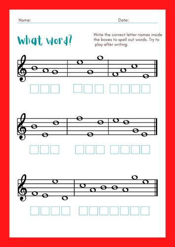 Note naming worksheet for music classes | Teaching Resources