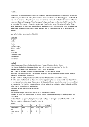 NEW BTEC Applied Science (2016) Titration