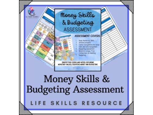 Money Skills & Budgeting Assessment -Life Skills ABA Autism SPED