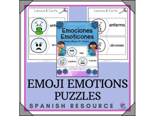 SPANISH VERSION - Emoji Emotions Feelings Puzzles - Social Emotion Learning