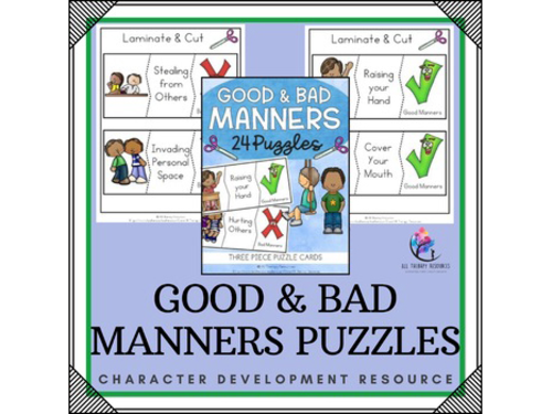 Good & Bad Manners | Three Piece Puzzles | Character Development Counseling