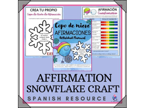 SPANISH VERSION | Growth Mindset Affirmations Winter Snowflake Craft Counseling