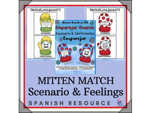 SPANISH VERSION Mitten Match Scenario and Feelings - Winter Counseling CBT