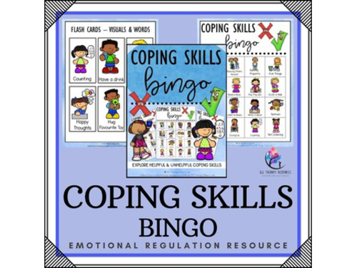 Helpful & Unhelpful Coping Skills Bingo - Counseling Activity Lesson
