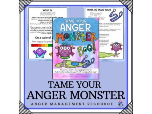 Anger Monster Lesson Activity -  Workbook Craft Anger Management