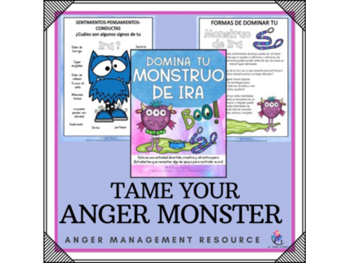 SPANISH VERSION Anger Monster Lesson Activity | Workbook Craft Anger Management