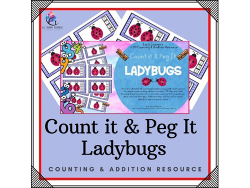 Counting & Addition Clip & Peg Ladybug Cards - Numbers 1-20 - Count & Clip