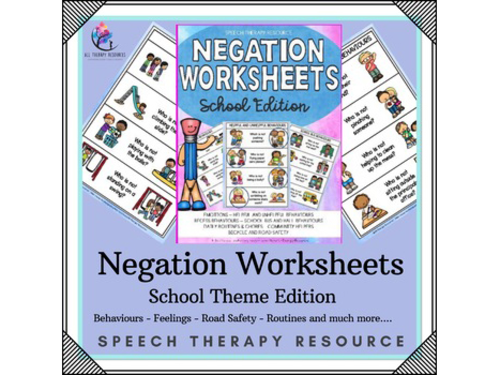 Negation Worksheets - No Prep - Speech Therapy - School & Behaviour