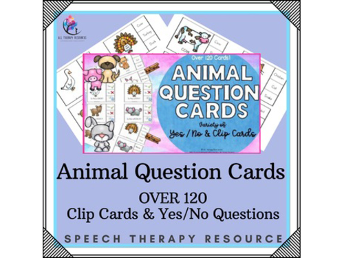 Animal Themed - Yes/No & Clip Question Cards (over 120 cards) - Speech Therapy