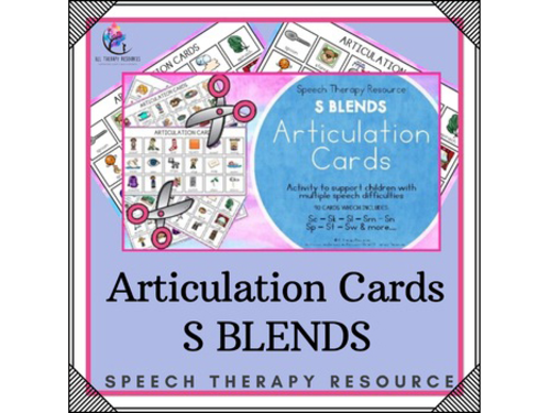 Articulation Cards with Visual Cues - S Blends - Speech Therapy