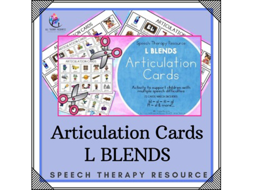 Articulation Cards with Visual Cues - L Blends - Speech Therapy