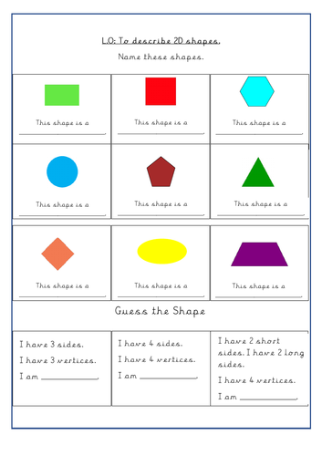 Properties of 2d Shapes (Year 1) | Teaching Resources