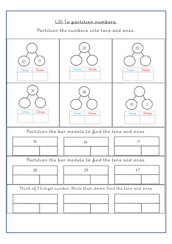Partitioning Tens and ones (2-digit number, Place Value)