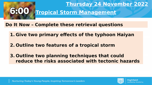 AQA 1A Tropical Storm Management (Lesson 4)