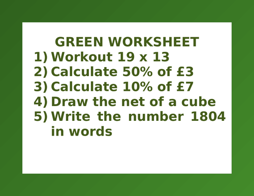 GREEN WORKSHEET 1